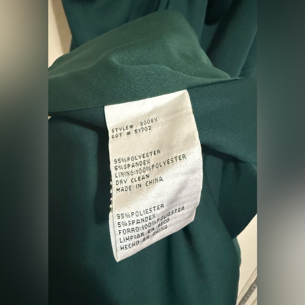 Xscape Emerald Green Asymmetrical Off-the-Shoulder Dress - Picture 9 of 12